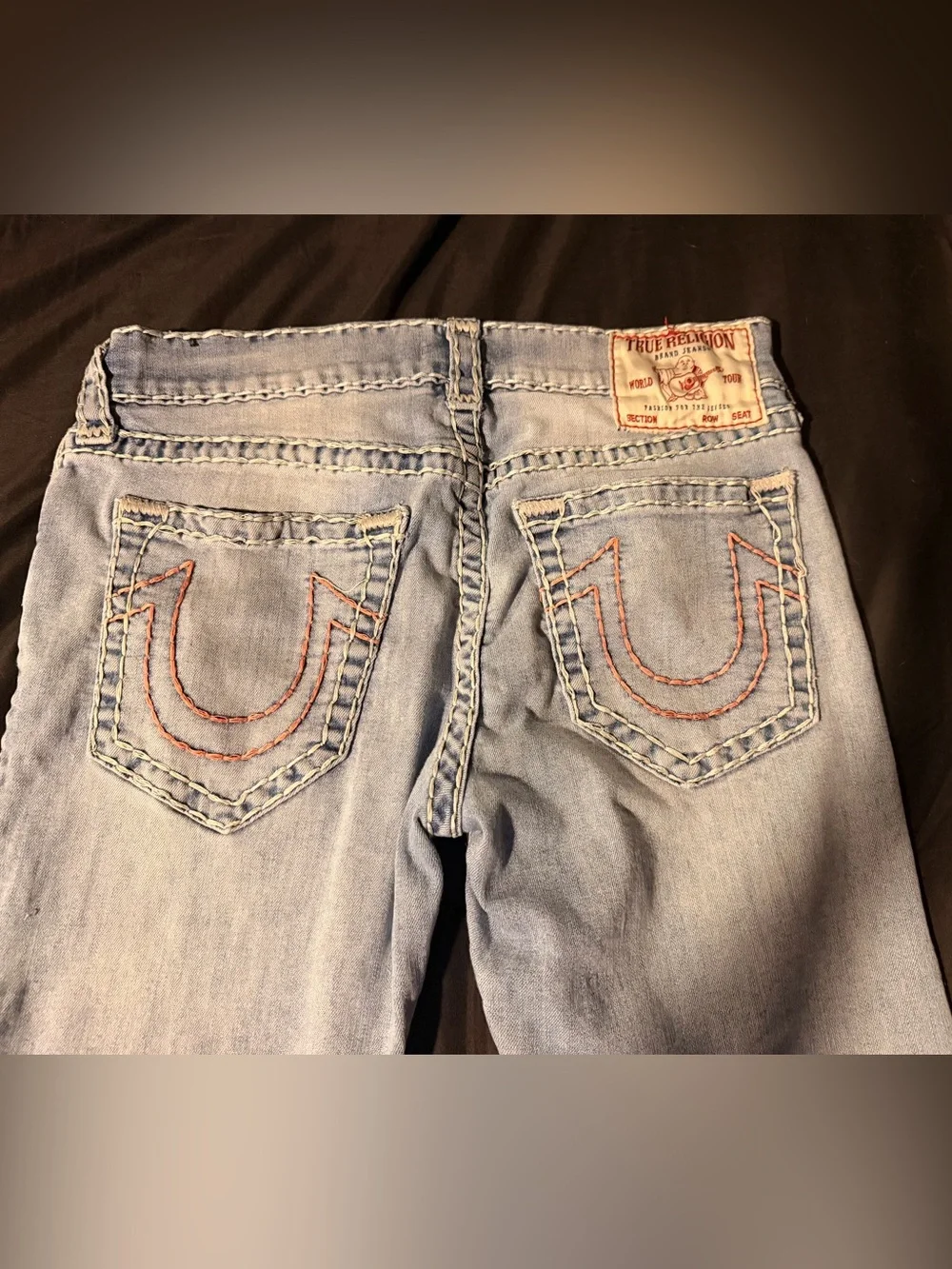 True Religion Light Blue Men's Jeans - Back Pocket Stitch Detail